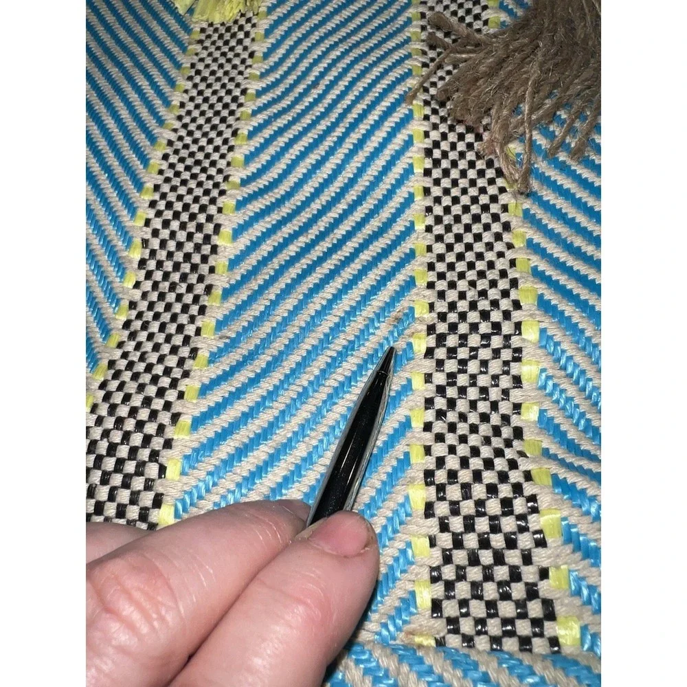 Boho Blue, Yellow and‎ Black Striped Tote Market Bag